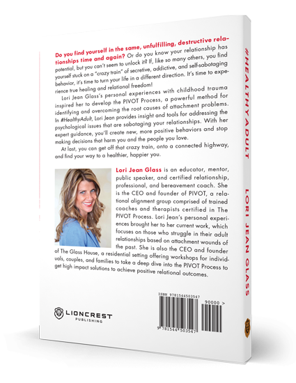 #HealthyAdult book back cover, with an author bio and photo of Lori Jean Glass